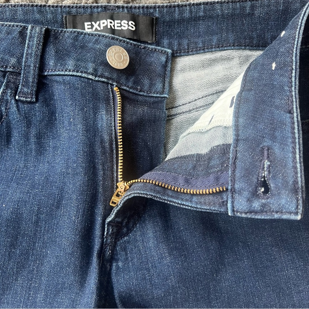 Express Shorty Relaxed Low Rise Denim Shorts With Rainbow Stripe - Picture 4 of 6